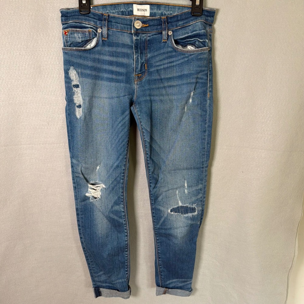 Hudson Jeans Women 27 Blue Krista Ankle SS WAL407DYA Distressed Released Hem
